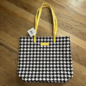 Vera Bradley Hello Yellow Midnight Houndstooth Large Tote  15.5"x12.5"x4" NWT